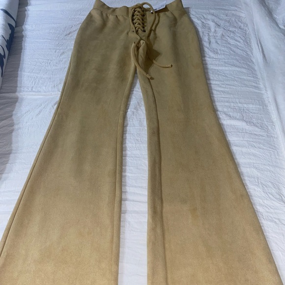 Suede creme camel color flared pants - Picture 4 of 6